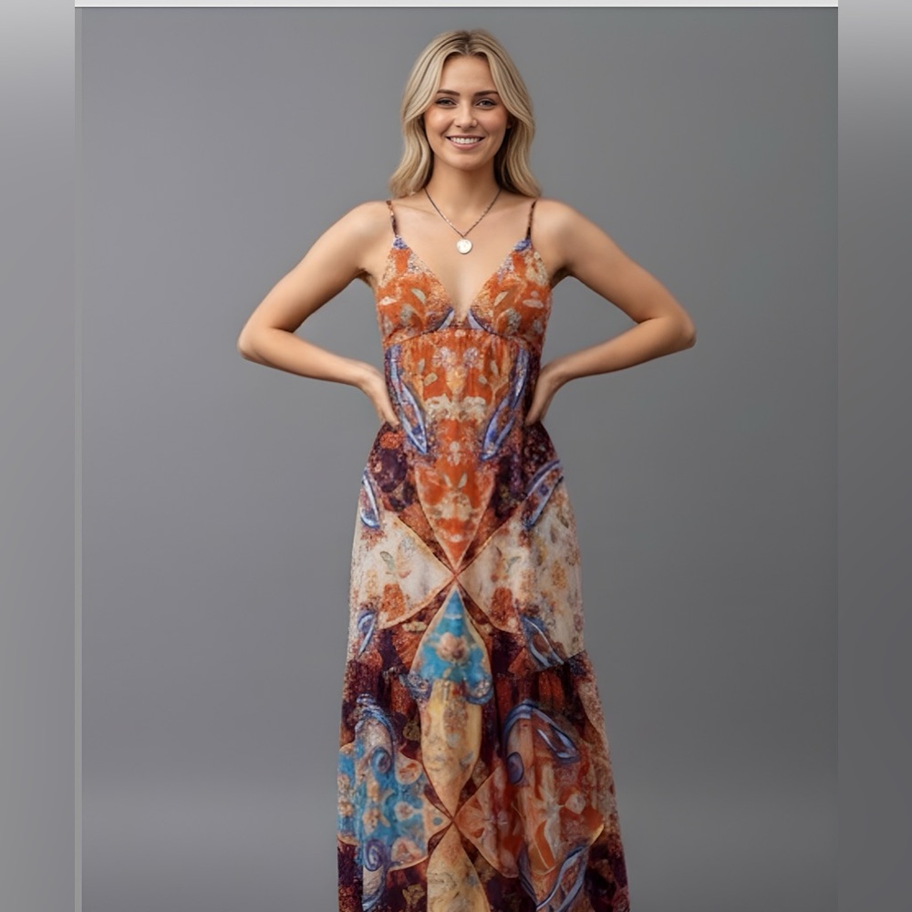 Boho Paisley, Floral Printed Cami Dress - Picture 1 of 8